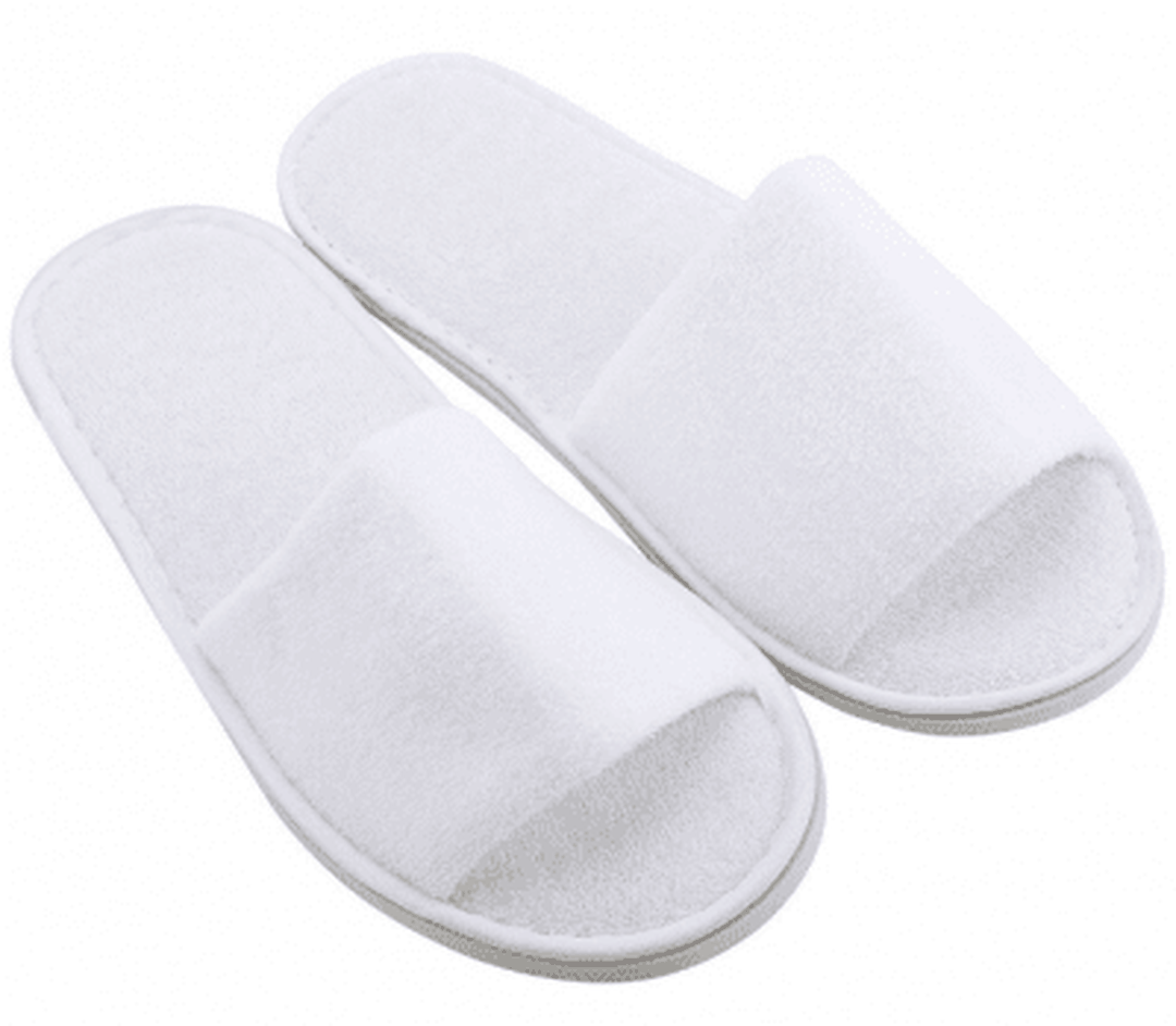 Velour comfort toffla vit, öppen tå & 5mm sula. 29cm