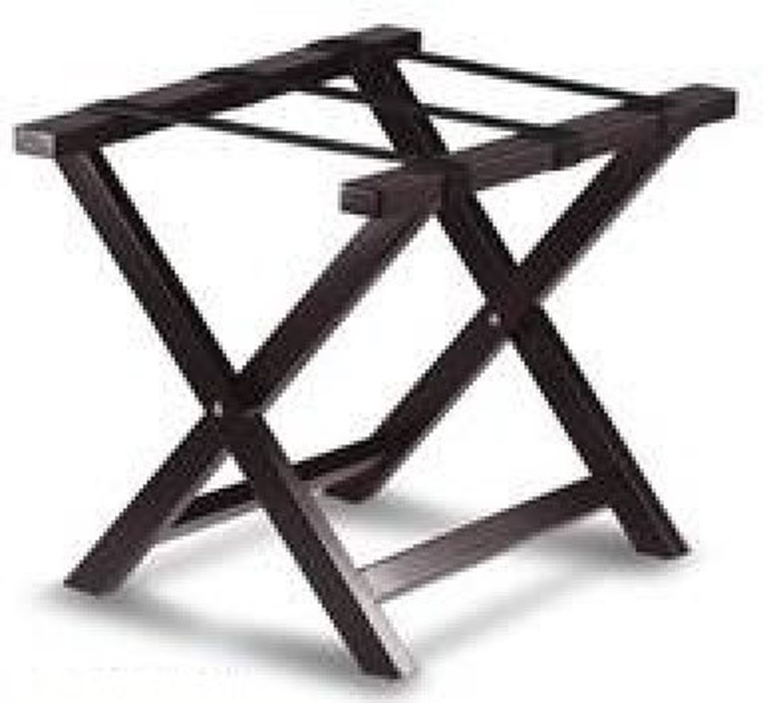 Bagagebänk i svart trä med svarta band