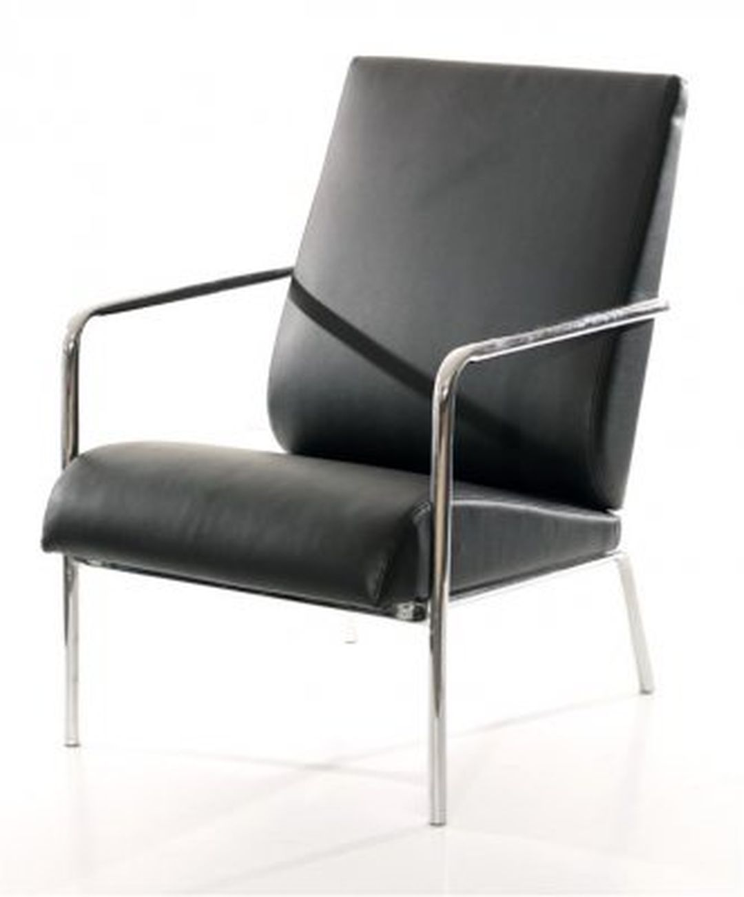 Besöksstol i krom med svart konstläder