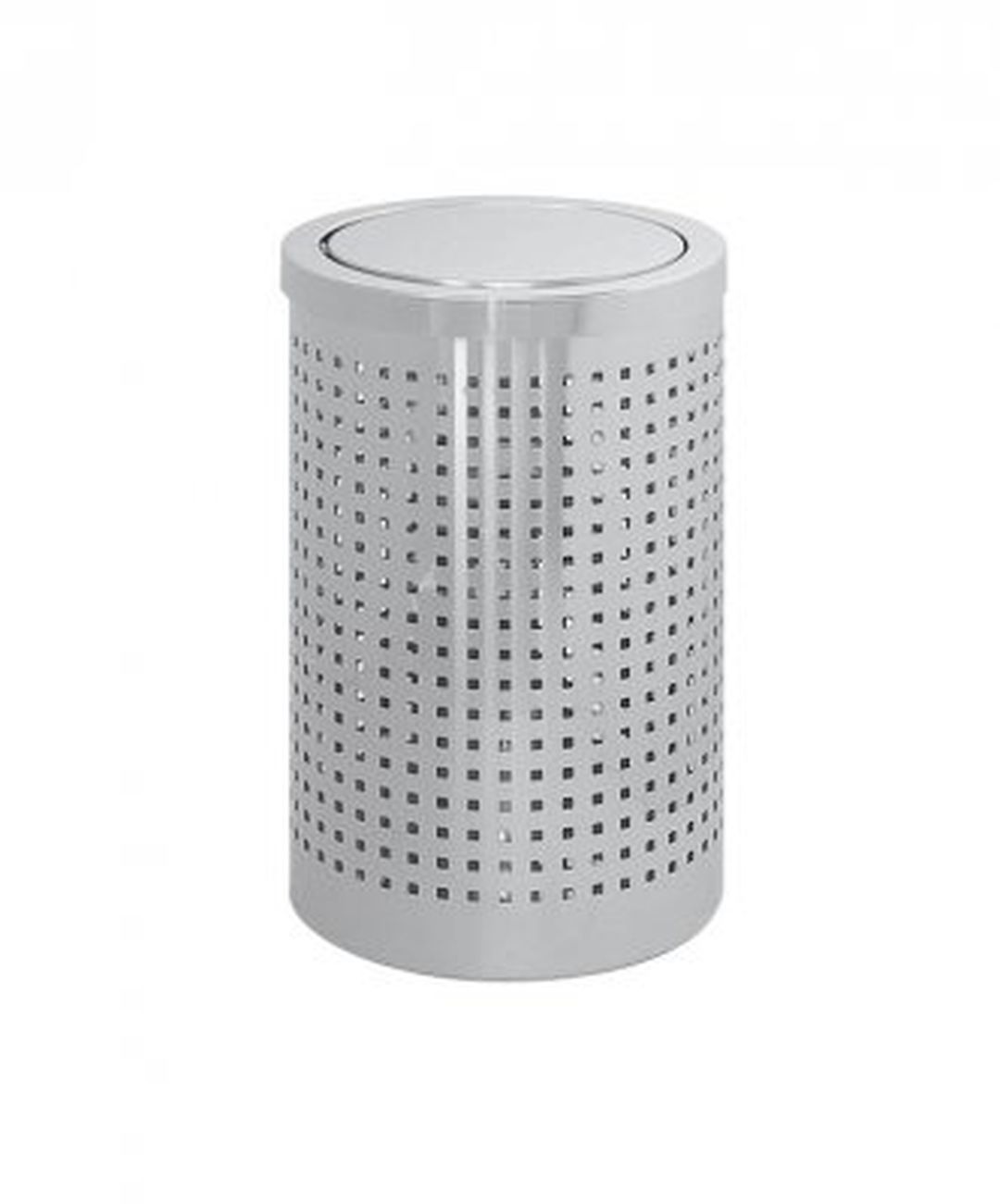 Papperskorg "swing top" Ø21cm H 33cm krom perforer