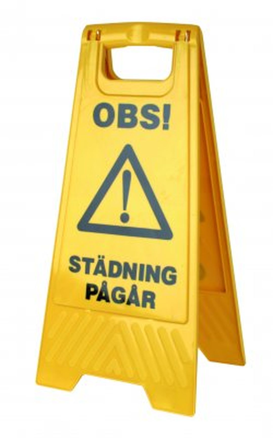 Stående skylt "Städning pågår" & "Våta golv"