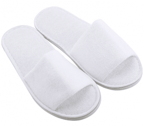 Velour comfort toffla vit, öppen tå & 5mm sula. 29cm