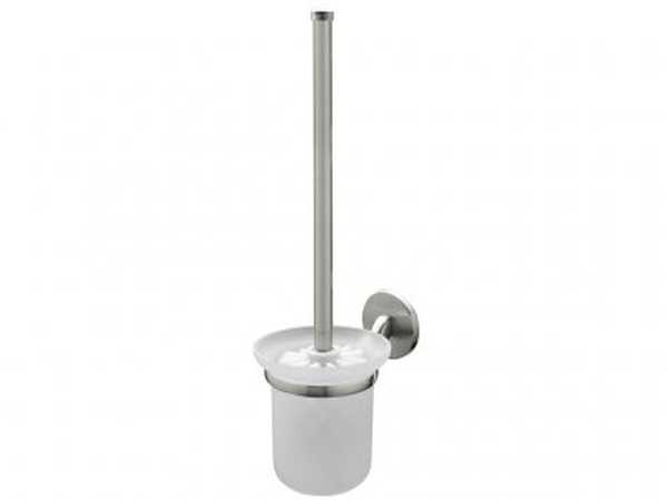 Virginia toilet brush in glass cup. Wall hunged