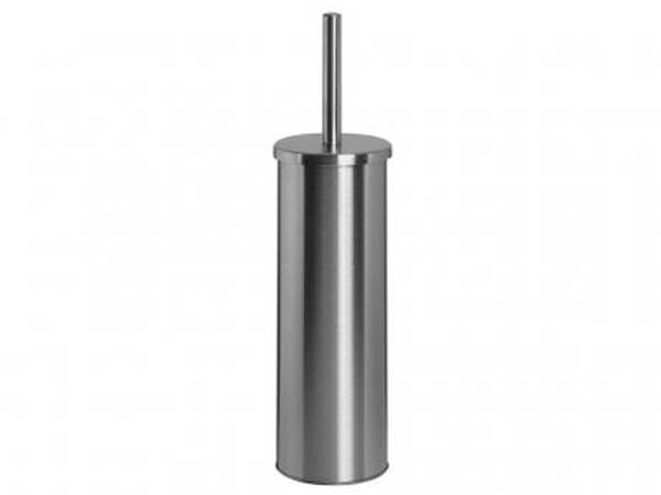 Toilet brush tube with lid & handle. Wall hung chrome