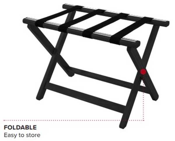 Fällbar bagagebänk i trä svart