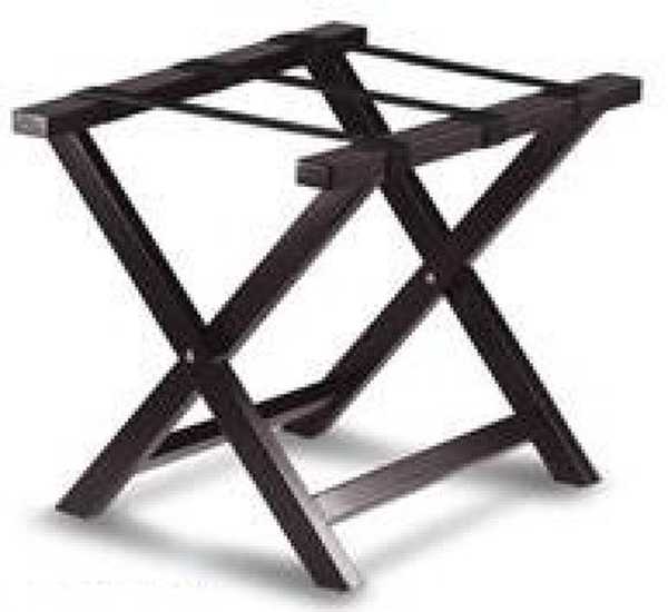 Bagagebänk i svart trä med svarta band