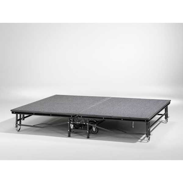 Fällbar scen på hjul med grå matta