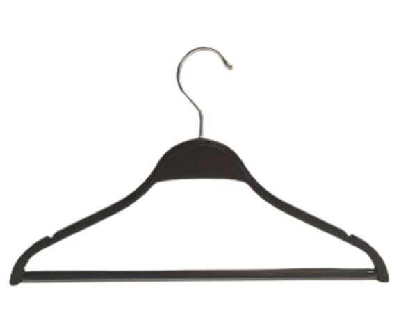  Svart plastgalge med stång. Jack på toppen och kromad krok.