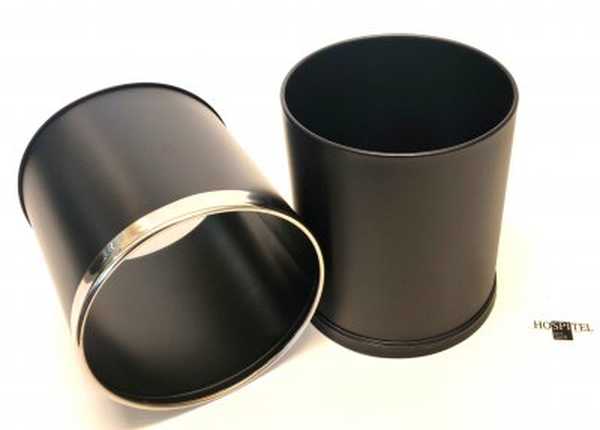 Papperskorg Double bin, svart med kromkant 10L