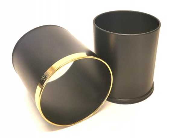 Papperskorg Double bin, svart med guldkant 10L