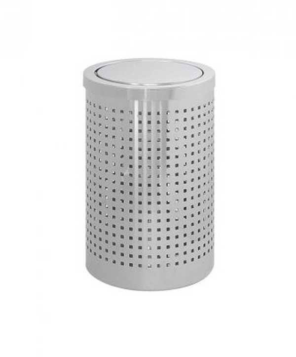 Papperskorg "swing top" Ø21cm H 33cm krom perforer