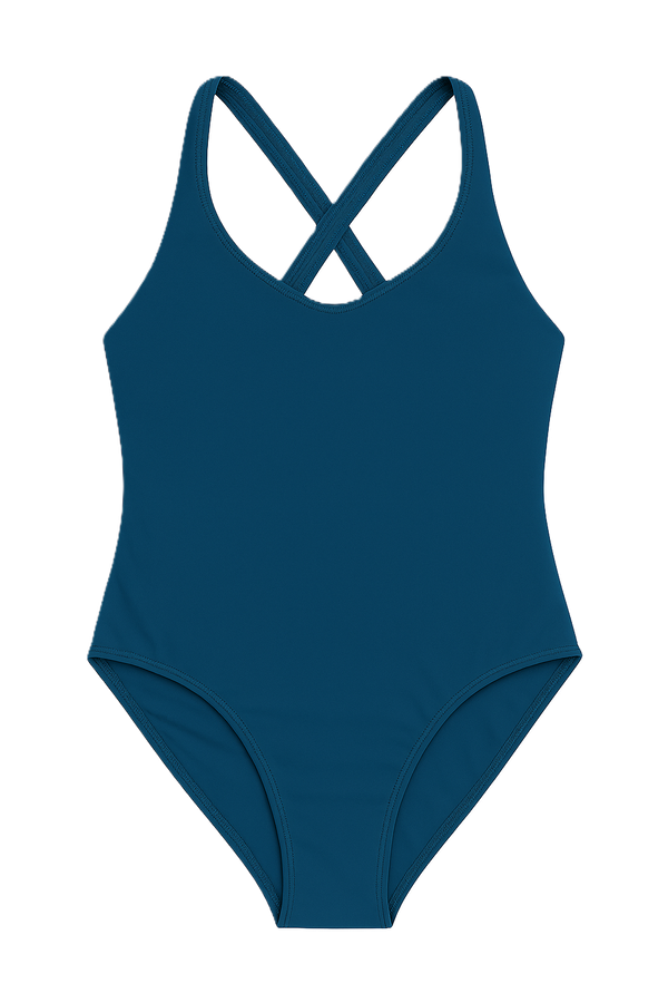 Baddräkt Blå (Flamingo) med korsad rygg